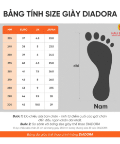 Bảng size giày chạy bộ Diadora nam
