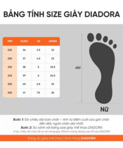 Bảng size giày chạy bộ Diadora nữ