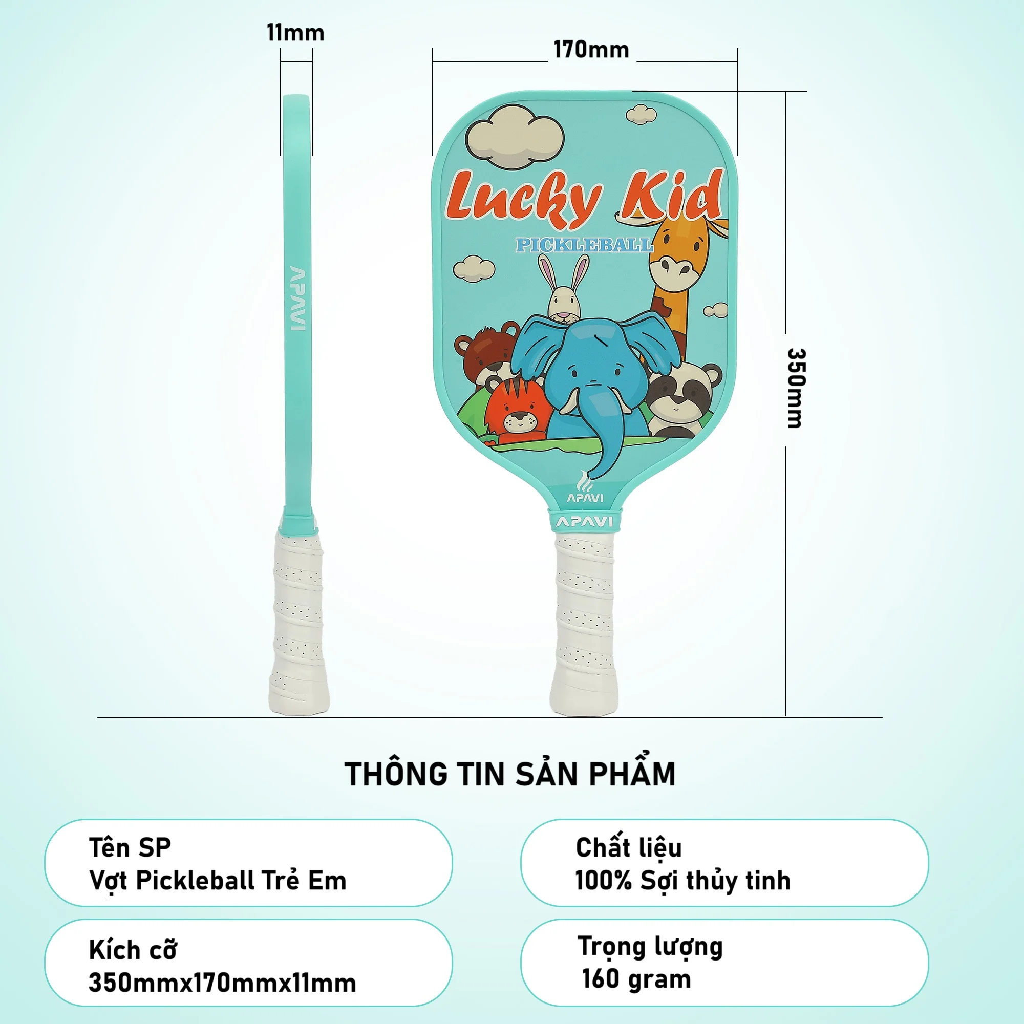 Thông số Vợt Pickleball trẻ em siêu nhẹ Apavi Lucky Kid chính hãng Thông số Vợt Pickleball trẻ em siêu nhẹ Apavi Lucky Kid chính hãng
