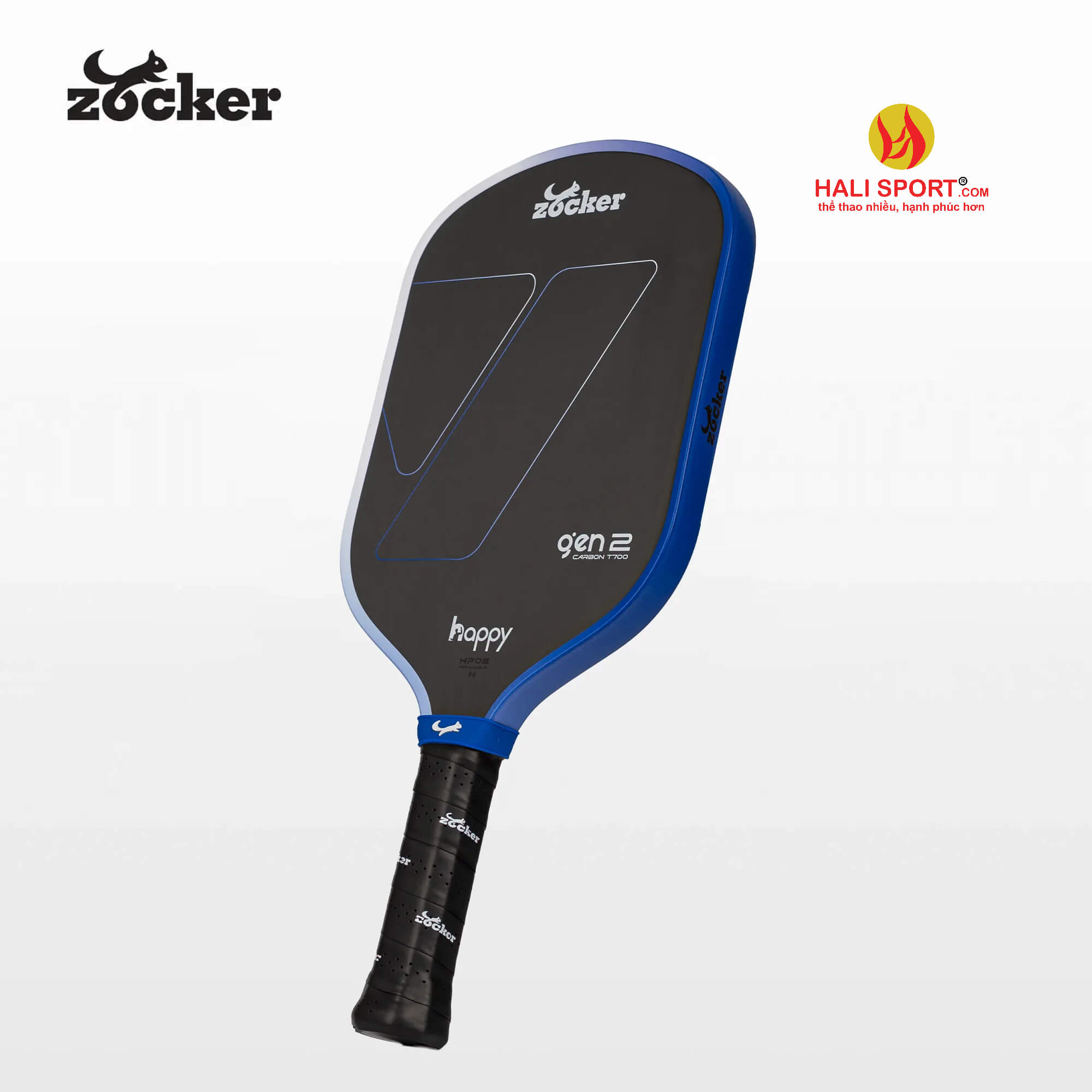 Vợt Pickleball Zocker HP02 Gen 2 Blue White - Hoàn hảo cho Newbie HaLi Sport Vợt Pickleball Zocker HP02 Gen 2 Blue White - Hoàn hảo cho Newbie HaLi Sport