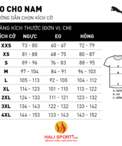 Bảng size áo puma nam