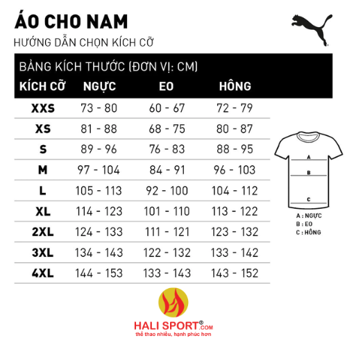 Bảng size áo puma nam Bảng size áo puma nam