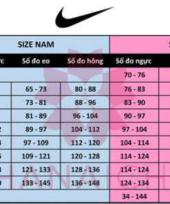Bảng size quần, áo Nike nam, nữ