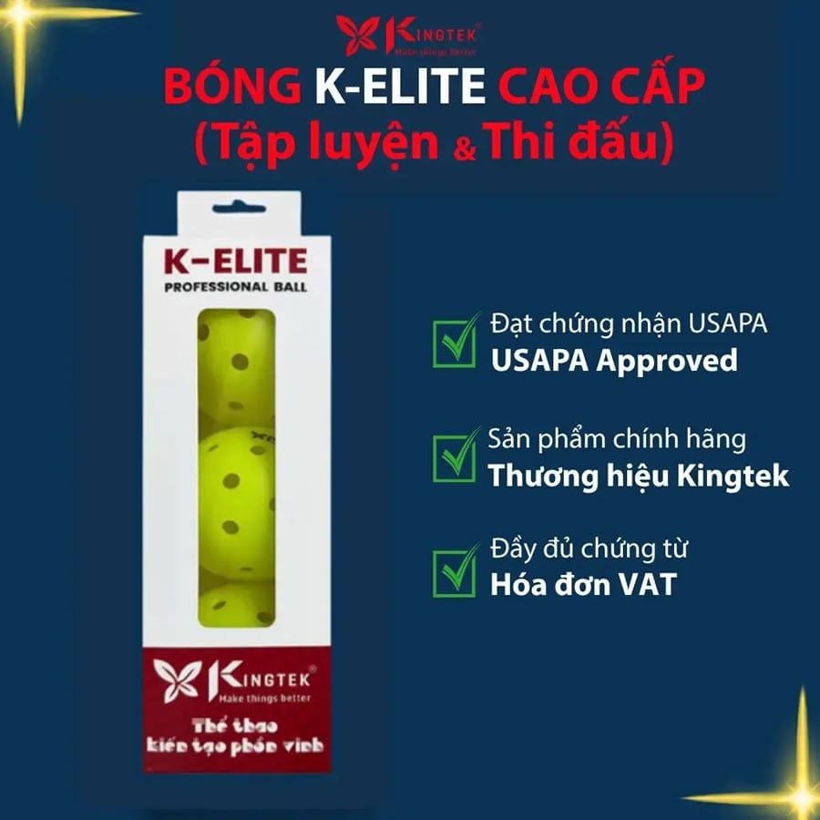 Bóng Pickleball Chuẩn Thi Đấu Kingtek K-Elite Chứng Nhận USAPA Chính Hãng Bóng Pickleball Chuẩn Thi Đấu Kingtek K-Elite Chứng Nhận USAPA Chính Hãng