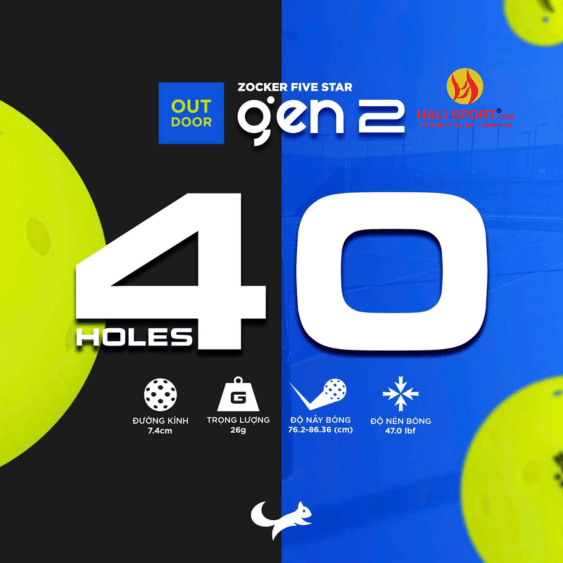 Bóng Thi Đấu Pickleball Zocker Five Star Gen 2 chính hãng Bóng Thi Đấu Pickleball Zocker Five Star Gen 2 chính hãng
