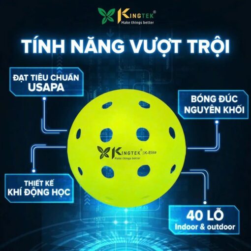 Cấu tạo Bóng Pickleball Chuẩn Thi Đấu Kingtek K-Elite Chứng Nhận USAPA HaLi Sport