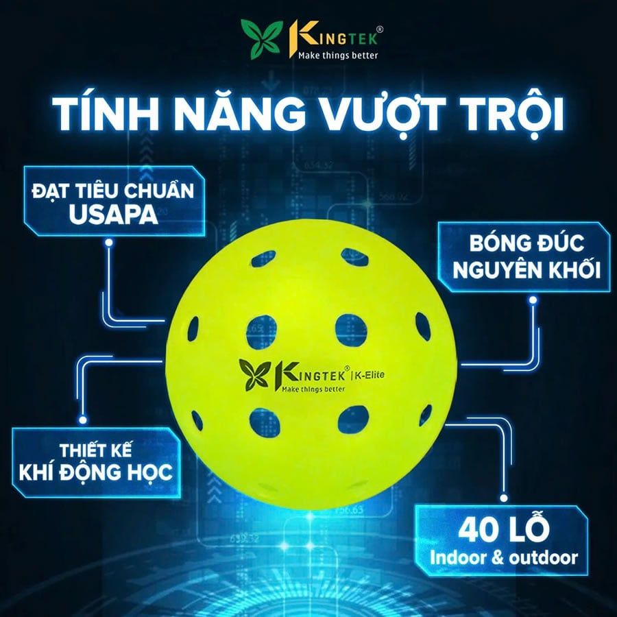 Cấu tạo Bóng Pickleball Chuẩn Thi Đấu Kingtek K-Elite Chứng Nhận USAPA HaLi Sport Cấu tạo Bóng Pickleball Chuẩn Thi Đấu Kingtek K-Elite Chứng Nhận USAPA HaLi Sport