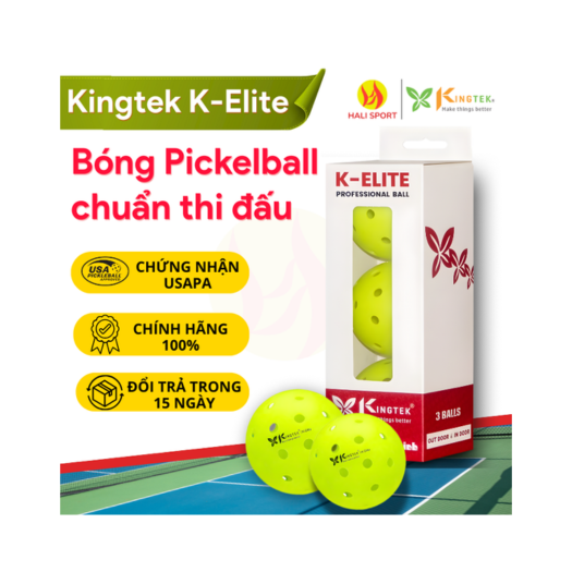 Hộp 3 bóng Pickleball chuẩn thi đấu Kingtek K-Elite chứng nhận USAPA HaLi Hộp 3 bóng Pickleball chuẩn thi đấu Kingtek K-Elite chứng nhận USAPA HaLi